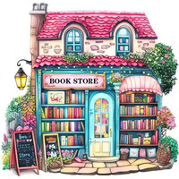 Pink Bookstore Diamond Painting Kits For Adults  5D Diamond Art Painting By Numbers Kits  Diy Diamond Dots Art Kits  Full Round Drill Diamond Paintings For Adults For Home Wall Decor  13.8X13.8 In