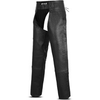 Bykr Leather Motorcycle Chaps For Men & Women Overpants Cowboy Riding Biker Vintage Chap Pants Adjustable Waist & Length (Black  46 Inch)
