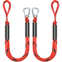 4 Feet Bungee Dock Line Mooring Rope For Docking With Stainless Steel Clip Accessories For Boats Pwc  Built In Snubber  Kayak  Watercraft Seadoo Jet Ski  Pontoon  Canoe  Power Boat 2-Pack (Red&Black)