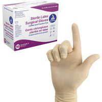 Dynarex Sterile Disposable Latex Surgical Gloves  Powder-Free  Sterilely Packaged In Pairs  Professional Medical And Healthcare Use  Veterinary Clinic  Bisque  Size 6.0  1 Box Of 50 Pairs Of Gloves