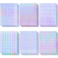 36 Sheets Holographic Sticker Paper  Clear Vinyl Laminate Film For Stickers Self-Adhesive  Transparent Overlay Lamination Sticker Paper Waterproof  6 Patterns-8.5X11 Inch
