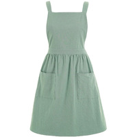 Pinknoke Cotton Linen Pinafore Apron Dress For Women With Pockets Cute Art Chef Aprons For Kitchen Baking Gardening Painting (Sage Green)