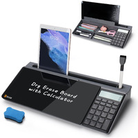 Selead Desktop Glass Whiteboard With Calculator  Organizer  Markers  Eraser  Holder - Black Dry Erase White Board Computer Pad Keyboard Stand For Home  School  Office Desk Cubicle Accessories