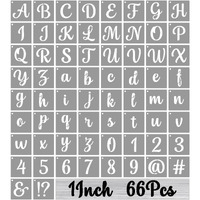 Bamidele 1 Inch Alphabet Letter Stencils For Painting  66 Pcs Reusable Plastic Calligraphy Letter Stencils And Numbers Template Kit For Painting On Wood  Chalkboard  Fabric  Door Porch  Wall Art