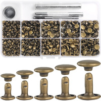 Yoranyo 340 Sets Leather Rivets Kit Mixed Sizes Rivets For Leather Double Cap Rivets Studs For Clothing Fabric With Leather Crafting Rivet Tool For Repair Decorate Clothes Shoes Bags Belts (Bronze)