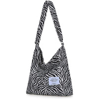 Covelin Women's Retro Large Size Canvas Shoulder Bag Hobo Crossbody Handbag Casual Tote Zebra White