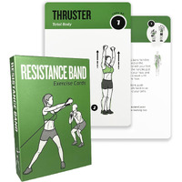 Elaory Resistance Belt Workout Cards  62 Exercises Cards Deck Large Size 5"" X 3.5"" Fitness Cards For Women & Men  Beginner Fitness Guide To Training Exercises At Home Or Gym