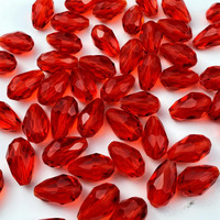 Honkoolly 200Pcs 4X6Mm Teardrop Crystal Glass Beads Vertical Hole Faceted Glass Teardrop Spacer Beads For Bracelets Necklace Earring Diy Jewelry Making Craft(Red)