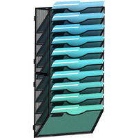 Gawerk 10-Tier Wall File Organizer Hanging Wall File Holder Wall Mount Paper Folder Organize  Mesh Magazine Document Mail Organizer Wall Organizer For Office School Home  Black