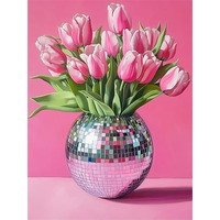 Pink Tulips Diamond Painting Kits For Adults  5D Diamond Art Painting By Numbers Kits  Diy Diamond Dots Art Kits  Full Round Drill Diamond Paintings For Adults For Home Wall Decor [11.8X15.7 Inch]