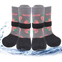 Pupteck Anti Slip Dogs Shoes For Hot/Cold Pavement  Senior Booties  Rubber Boots & Paw Protectors For Small Medium Large Size Dogs To Prevent Licking  Grippy Socks For Hardwood Floors  Strawberry  Xl