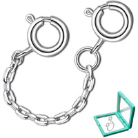 Necklace Extender Silver Sterling Chain Extension For Women Bracelet Safety Security Link For Normal Size Jewelry 3Mm Width 2.3 "" Length