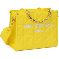 Chinllo Tote Bag For Women  Quilted Chains Stachel Purse And Handbags With Shoulder Strap (E.Yellow-S)