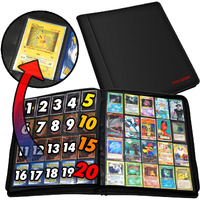 1280+ Cards 20 Pocket Card Binder Collector Card Album - Pages Compatible With Pokemon Cards  Sports Cards  Yugioh  Mtg And Other Tcg - Trading Card Sleeve With Side Loading Pockets (White/Red)