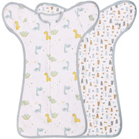 Julyfire 2 Pack Transition Swaddle With 2 Way Zipper  2 In 1 Arms In/Out Transitional Arms Up Swaddle  100% Cotton Newborn Swaddle Zipper Swaddles Baby Swaddling Sack Sleeping Sack 3-6 Months