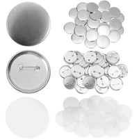 300 Pcs Button Maker Supplies  58Mm/2.28 Inch Button Supplies Parts  (Approx. 2.25 Inch) Round Badge Blank Button Pins  Includes Metal Pin Back Cover  Metal Cover  Clear Film