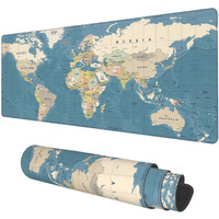 Desk Mat  Blue Vintage World Map Extended Gaming Mouse Pad Large  31.5""X11.8"" Big Mouse Pad With Non-Slip Base And Stitched Edge  Long Computer Keyboard Mouse Mat For Home Office Work