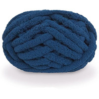 Chunky Knit Chenille Yarn For Hand Knitting Blankets  Super Soft Big Jumbo Blanket Yarn (Navy)