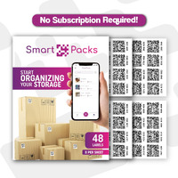 Smartpacks Qr Code Stickers | Qr Code Labels For Storage | No Subscription | Premium Smart Labels With App | Advanced Pack And Track Labels With Qr Code For Inventory  Storage  Moving | 48 Stickers
