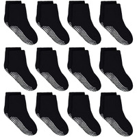Tphon Toddler Socks  Kids Grip Socks 12 Pairs Non Slip Boys Sock For 1-3 Years Infants Baby Children