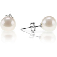 Pavoi 18K Gold Plated Sterling Silver Round Stud White Simulated Shell Pearl Earrings - 8Mm