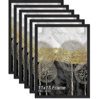 Fxojyvo Engineered Wood 11X15 Picture Frame Set Of 6  Black Frame For 11 X 15 Inch Picture Poster Photo  Light Weight 11 By 15 Frame With Wood-Grain For Wall - 6 Pack/Black/11 X15