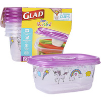 Glad For Kids Gladware Snack Containers With Unicorn Design | Bpa-Free Plastic Food Storage  24Oz 4 Count With Dressing Cups | Microwave & Dishwasher Safe  Pink  Plastic