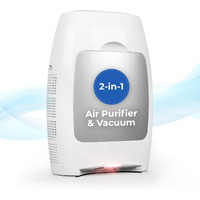 Eyevac Air 2-In-1 Hepa Air Purifier & Touchless Vacuum Automatic Dustpan - Ultra Fast & Powerful - Covers 600 Sq Ft - Corded Canister Vacuum  Bagless  Automatic Sensors  1000 Watt (White/Silver)