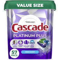Cascade Platinum Plus Dishwasher Pods  Dishwasher Detergent  Dish Detergent Soap  Fresh  57 Count