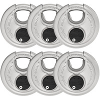 6 Pack Abus Diskus 20/70 Heavy Duty Stainless Steel Disk Padlock - Rustproof Storage Lock With 3/8"" Shackle - Made In Germany - Keyed Alike Code 161262