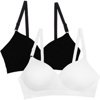 Fruit Of The Loom Women's Seamless Wire Free Push-Up Bra  Black Hue/White 2-Pack  36D