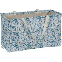 Household Essentials Krush Container All-Purpose Utility Tote  Water-Resistant Vinyl Lining  Blue Floral Pattern