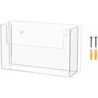 Marketing Holders Post Card Holder Holds 6 X 4 Inch Wall Mount Index Display Clear Acrylic Literature Organizer Small Brochure Rack Single Pocket Menus Floating Effect Information Pamphlets