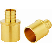 (Pack Of 2) Efield Pex Barb Crimp Brass Fittings 3/4"" X 1"" Male Sweat Copper Adapter (Inside Copper Tube)  Astm F1807