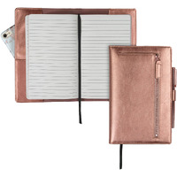 Samsill Notebook Portfolio - Business Portfolio For Women  Notebook Holder With Zipper Accessory Pocket  Refillable 5X8 Notepad  Rose Gold  5 X 8 (71829)