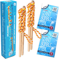 Giant Bubble Wands For Kids 2-Pack Wooden Giant Bubble Maker Kit With Big Bubble Powder Mix | Outdoor Summer Fun For Kids  Family  Boys & Girls | Makes 3 Gallons Of Giant Bubbles For Parties Playtime