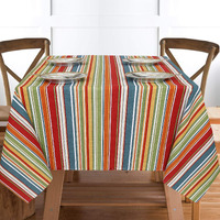 Ruvanti Table Cloth Squaretable 60X60 Inch  100% Cotton Tablecloth  Stain Resistant  Reusable  Washable  Non-Slip Dining Table Cover  Perfect For Wedding  Dinner And Parties - Multi Stripe