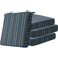 Sunbrella Square Corner Seat Cushions  19"" X 19"" X 3""  Set Of 4  Indoor Outdoor Waterproof Weather Resistant Universal Chair Pads With Ties For Patio Furniture  Garden Dining Chairs  Troupe Dock