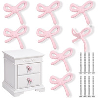 Morningro Bow Drawer Knobs Matel Bow Dresser Knobs Vintage Handles For Dresser Handles For Home Bedroom Kitchen Cabinets Hardware Cupboard (Pink 1.6 X 1 Inches Modern Style)