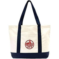 Exzma Trader Joes Large Tote Shopping Bag Cotton Canvas Embroidered Bag (1)  Navy Blue