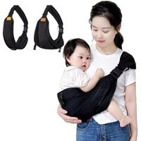 Baby Sling Carrier Toddler Carrier Baby Sling Portable And Adjustable Non-Slip Hip Seat Carriers 10-45Lbs(Black Cloth)