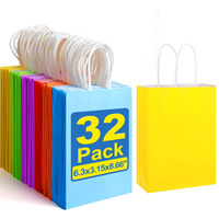 Xpcare 32Pcs Paper Gift Bags  6.3""X3.15""X8.66"" Kraft Paper Party Favor Bags Bulk Rainbow Goodie Bags Small Gift Bags With Handles For Kids Birthday Baby Shower Crafts Wedding Party Supplies (6 Colors)