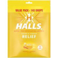 Halls Relief Honey Lemon Cough Drops  Value Pack  140 Drops