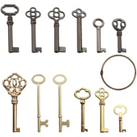 Skeleton Key Set Universal Skeleton Replacement Keys  Vintage Keys Kit For Antique Dresser  Chinese Cabinet  Antique Furniture And Old Style Cabinets Or Doors (12 Pcs)