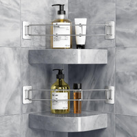 Songsoso Rv Corner Rod  Showers Bathtubs Camper Shelf Storage Bar  2 Pcs 7-13 Inches Adjustable Rv Bathroom Organizer - Stainless Rv Wall Accessories - 2 Pack