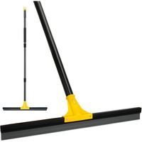 Floor Squeegee For Concrete And Tile Cleaning  24'' Rubber Wiper Broom  Large Heavy Duty Water Scraper With 60'' Long Handle For Garage  Deck  Bathroom  Shower Glass  Window