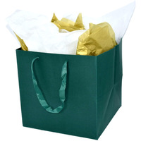 Juneshe 4 Pack Giant Dark Green Gift Bags With Handles & Tissue Paper  9.84 Inch Square Bags  Birthday & Wedding Occasion