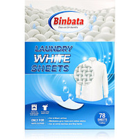 Eco Laundry Whitener Sheets 78 Count - Binbata Unscented High Concentrated Laundry Bleach  Effectively Remove Yellowing & Greying  Safe For Sensitive Skin  Available In All Washing Machines