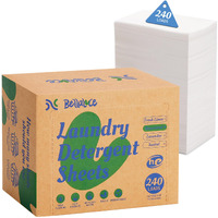 Laundry Detergent Sheets Space-Saving Travel-Deep Cleaning Unscented Eco No Plastic Jug 240 Loads