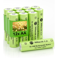 Howardly 1.2V Aa Ni-Mh Rechargeable Battery  Double A 900Mah 1.2V Rechargeable Battery Pre-Charged  High Capacity For Outdoor Solar Lights  Lawn Lamps  String Light (Aa-900Mah-12Pack